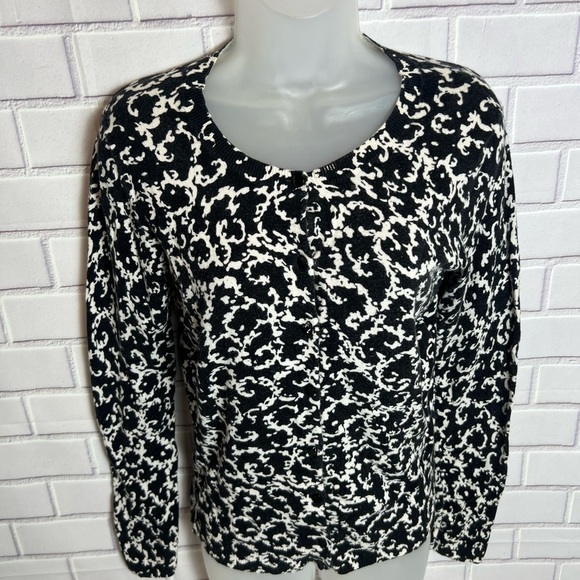 MERONA women Black and White Patterned cardigan Sweater/size S - Picture 3 of 8